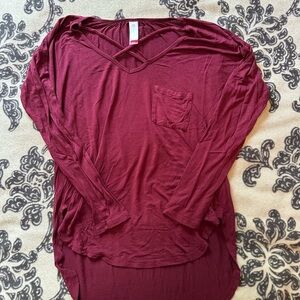 Women's Burgundy Long Sleeve Top